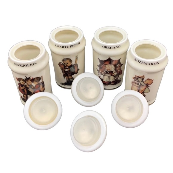 set of 5 vintage MJ Hummel porcelain spice jars, Danbury Mint 1987 Dutch version - Picture 2 of 10